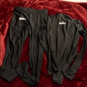 BODY Women's Black Active Set - Long Sleeve Top & Leggings